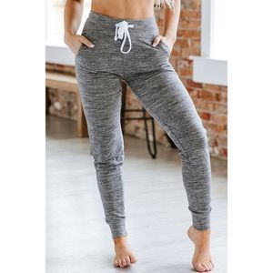 Azura Exchange  Gray Drawstring Waist Pocketed Joggers